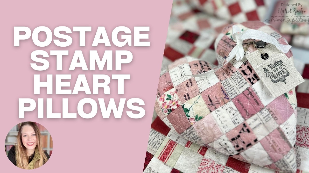 Beautiful Quilted Heart Pillows With Postage Stamp Pattern - Full Tutorial