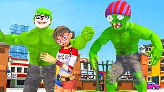 Nick Hulk Joker vs Giant Zombie Rescue Tani Harley Quinn -Scary Teacher 3D- Nick Love Tani Animation