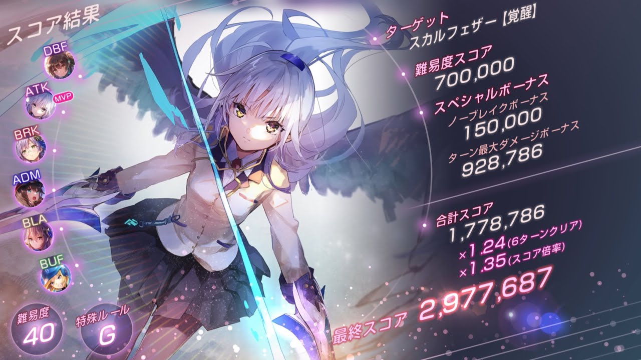 【ヘブバン】 第88回 スコアアタック スカルフェザー [覚醒] 40-G 297万 