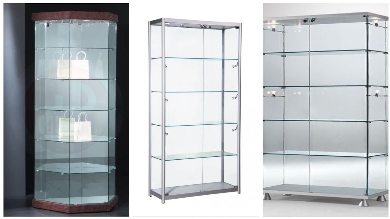 35Corner Style Glass panel Showcase design for Living room decor/