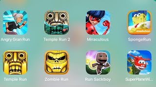 Super Wings Run,SpongeBob Run,Temple Run 1,Temple Run 2,Zombie Run,Angry Gran Run,Miraculous,Sackboy screenshot 5