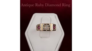 ANTIQUE Gold Rings - Fine Ruby Diamond 18K Gold Ring