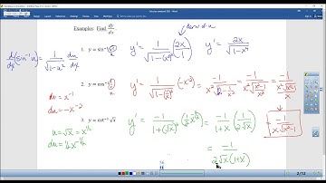 Calculus 15A: Derivatives of Inverse Trigonometric Functions
