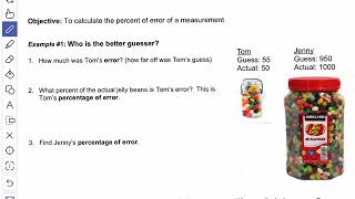 Lesson 4.6 Percent Error