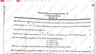 CHEMICAL REACTION ENGINEERING 2 | CLASS TEST 1 | 2026