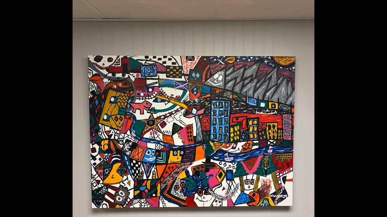 Watch Me Paint A Large Chaotic Doodle Painting - Abstract Landscaping Oil Painting Livestream!