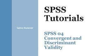 SPSS 04: Convergent and Discriminant Validity of Scale