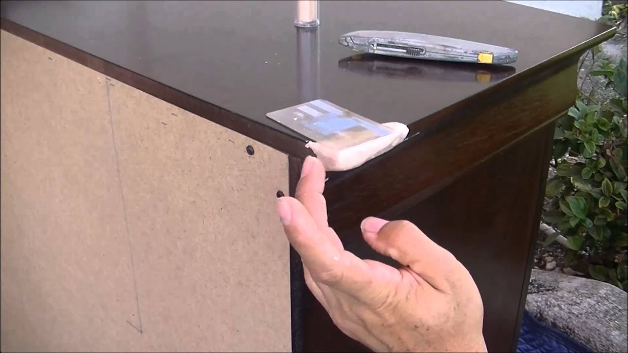 how to fix a dresser broken corner part 19 bonding, building, sander