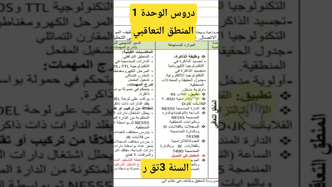 دروس الوحدة 1 في الهندسة الكهربائية السنة الثالثة تقني رياضي