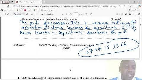 PHYSICS PAPER 2, KCSE 2024 SECTION A 25 MARKS