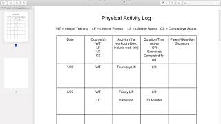 eLearning Physical Activity Log Expectations