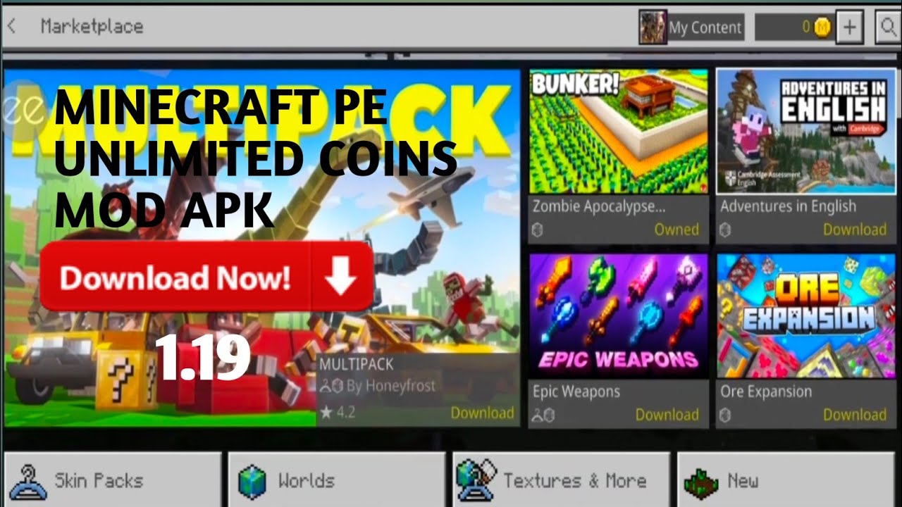 MINECRAFT PE 1.19 UNLIMITED COINS APK YouTube