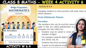 Class 8 Maths Bridge Program Course | Activity W 6.4 for Week 5 | 8th Class NCERT New Math Book