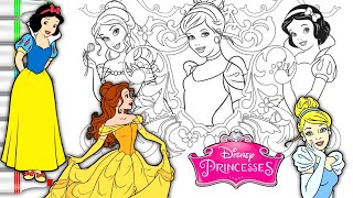 Disney Princess Belle , Snow White & Cinderella Coloring Page | Glitter Colors Disney Princess Belle , Snow White & Cinderella Coloring Page | Glitter Colors