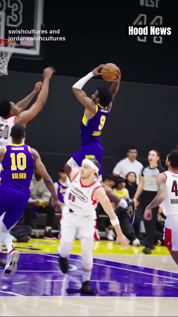 Bronny goes airborne #hoodnews #bronnyjames #poster #dunk #i #gleague #basketball #sports #how #wow