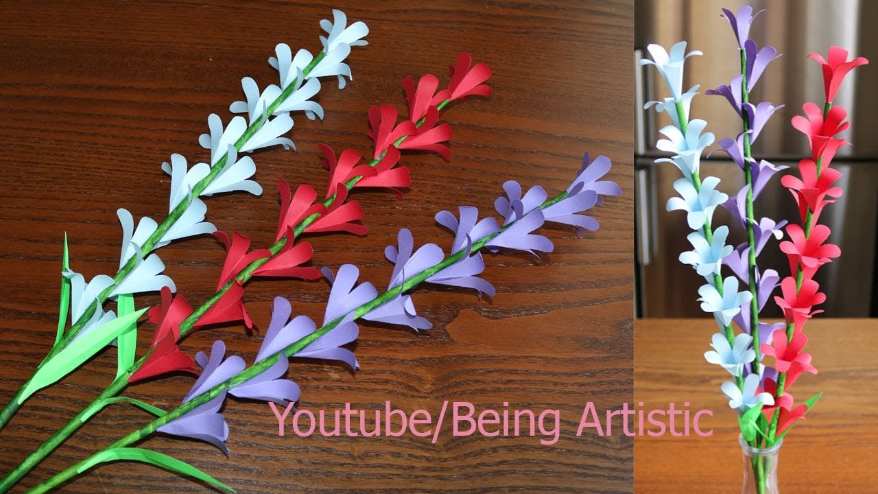 paper flower stick paper craft diy flower home decor paper flower craft youtube