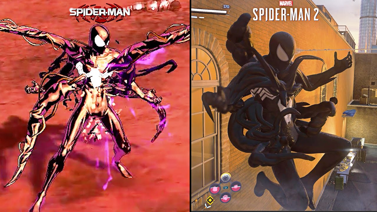 Spider Man Shattered Dimensions Vs Spider Man 2  | Symbiote Vinom Comparison