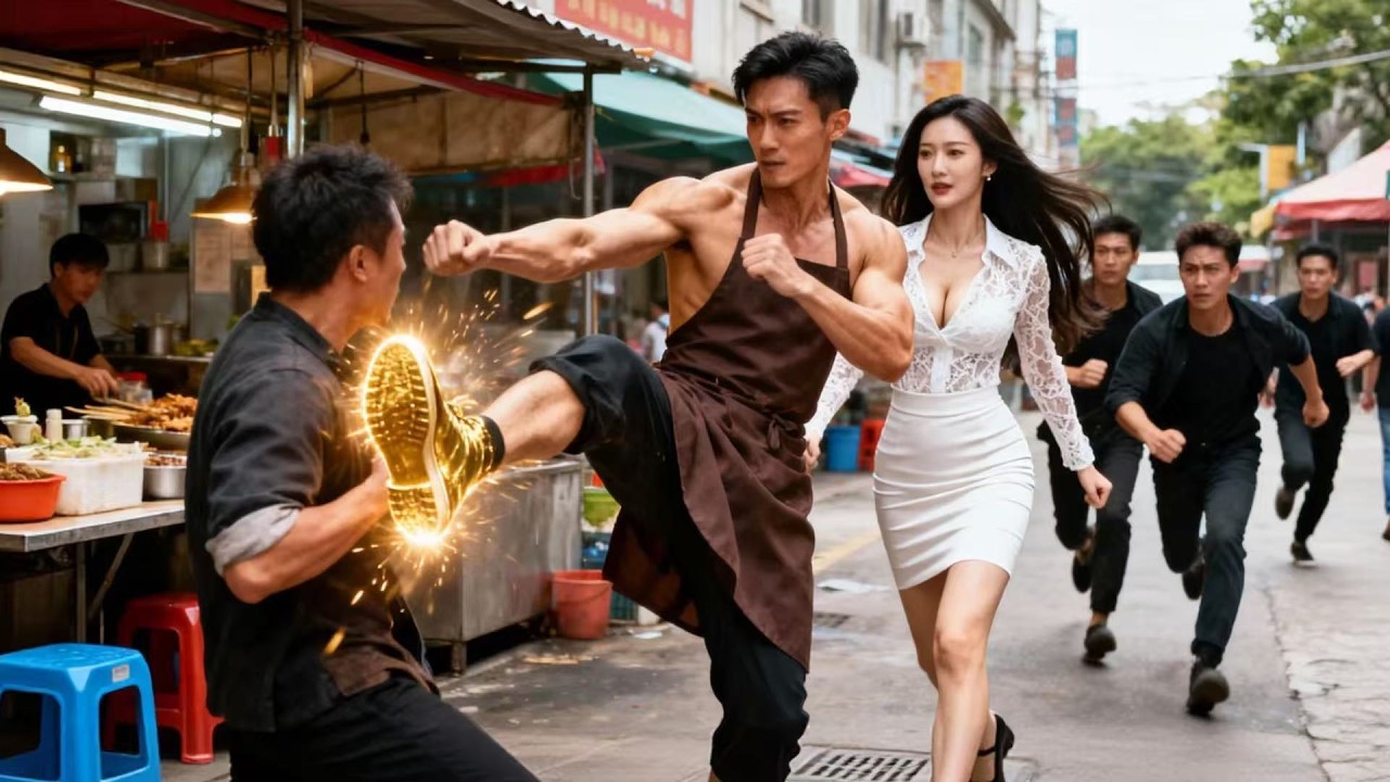 惡霸竟在小巷欺辱女總裁，怎料旁邊低調賣餛飩的窮小子竟是頂級大佬！1招旋風腿讓所有惡霸跪下求原諒，女總裁瞬間淪陷當即要獻身給他！