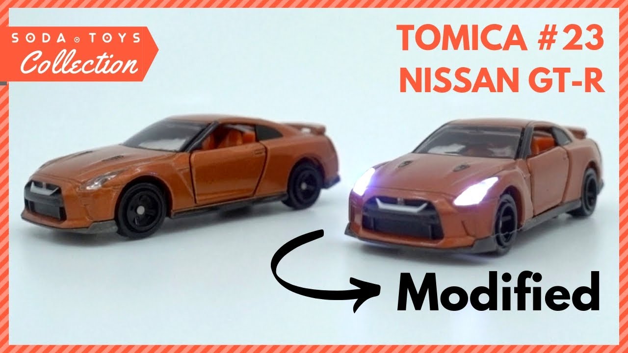 ⚒ MODIFIED Tomica #23 Nissan GT-R with Lighting | Comparison original & modified version unboxing