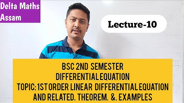 1st Order Linear Differential Equation|Differential Equation|Bsc 2nd Semester|Lecture-10