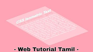 CSS Insometric 3D Viewing Text Effect - Web Tutorial Tamil || #html #css #website #tamil #trending