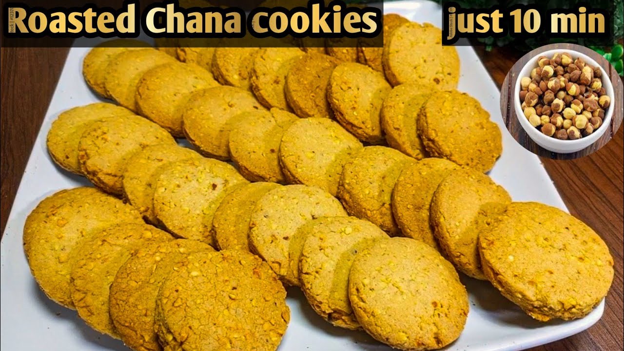 "Quick & Crispy: 10-Minute Roasted Chana Cookies  Recipe 🍪⏰"