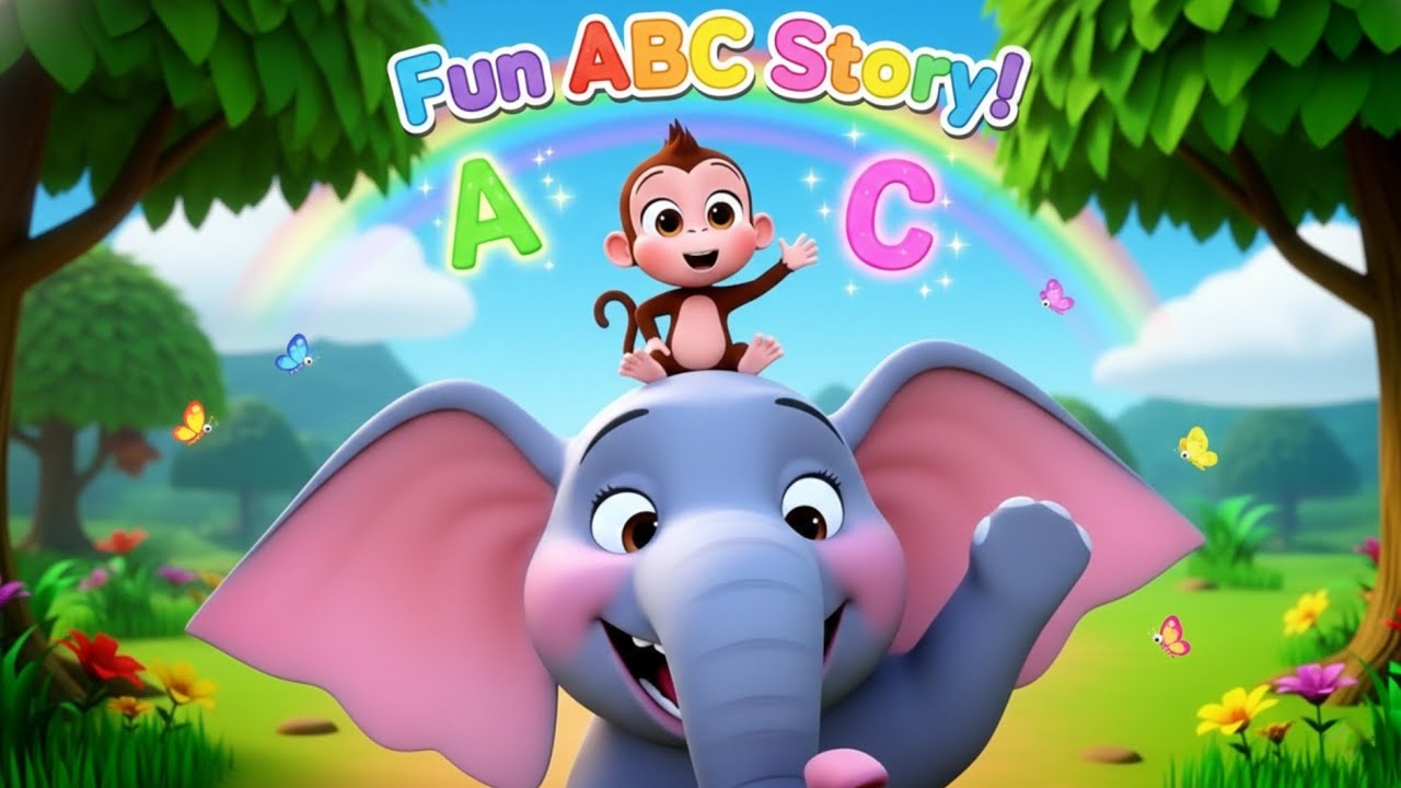 История про обезьяну и слона 🐒🐘 | Забавная обучающая история про алфавит для детей | 3D-мультфильм