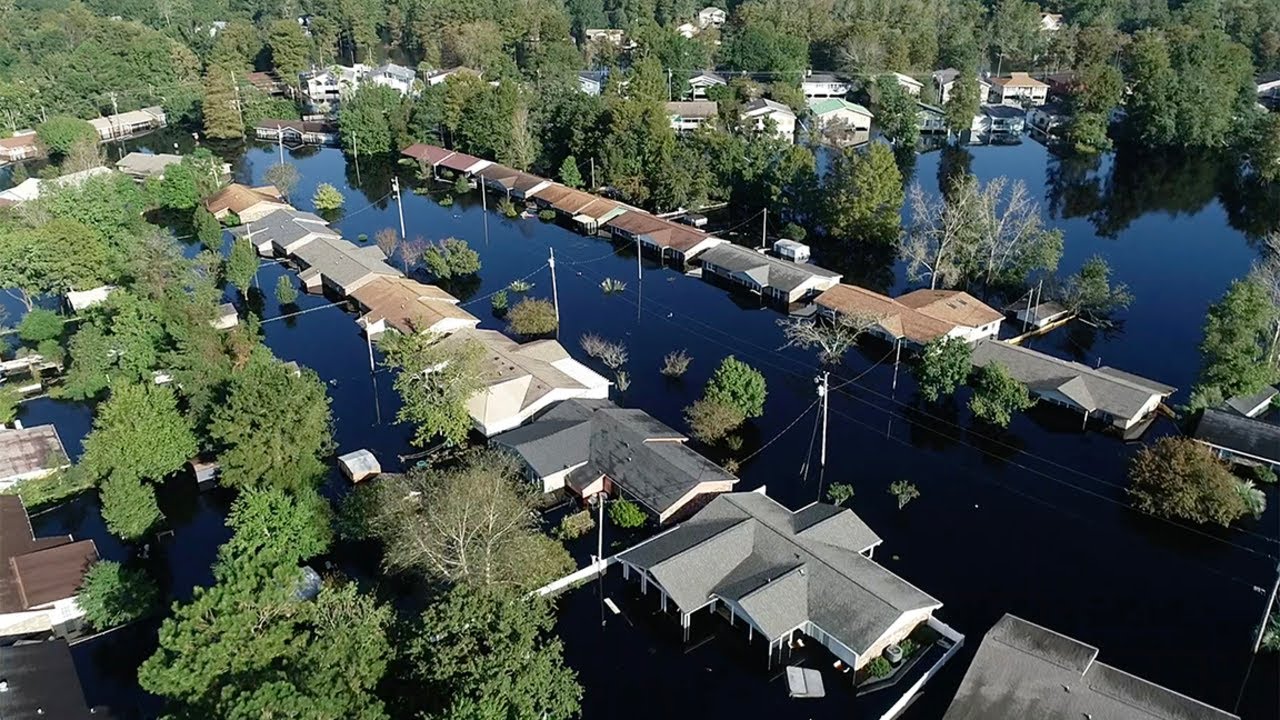 Drone video of flooding from Hurricane Florence in the Rosewood ...
