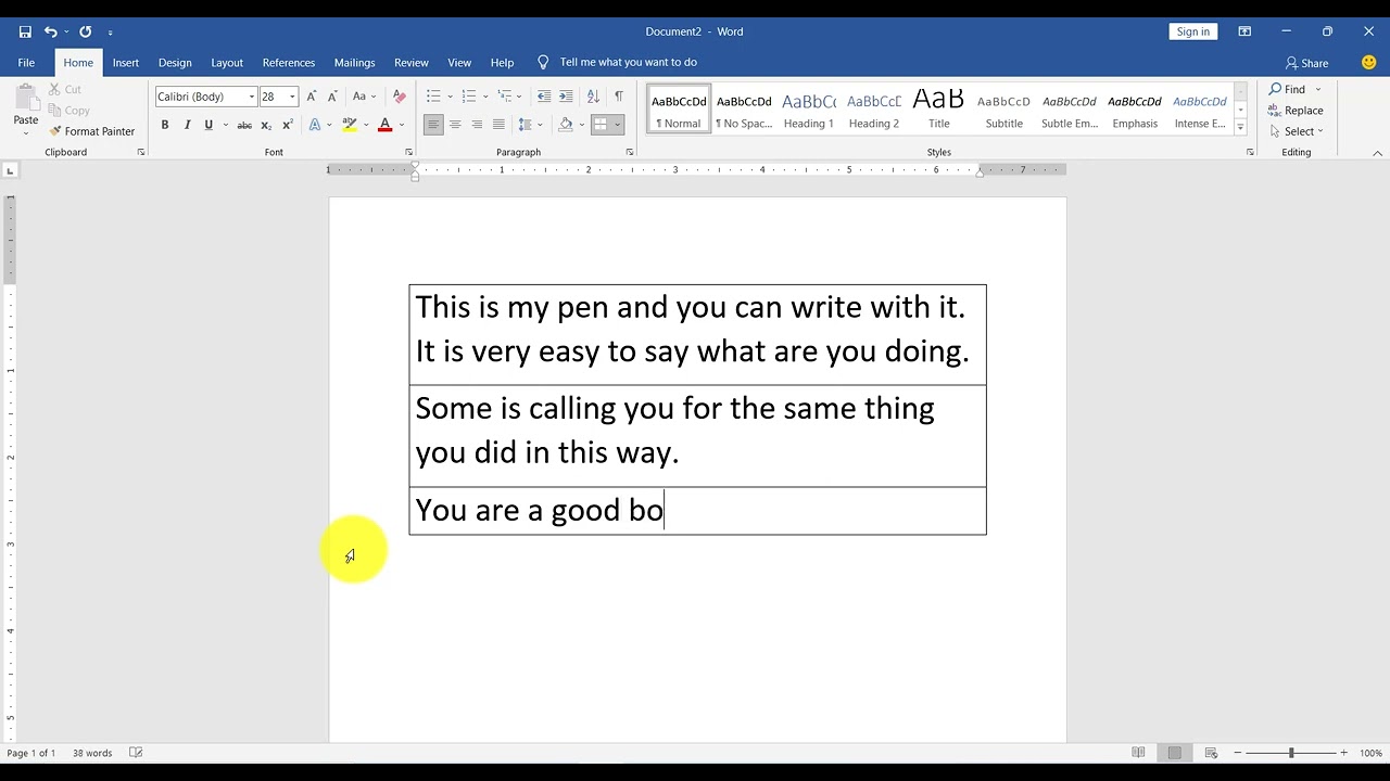 border in home tab in ms-word
