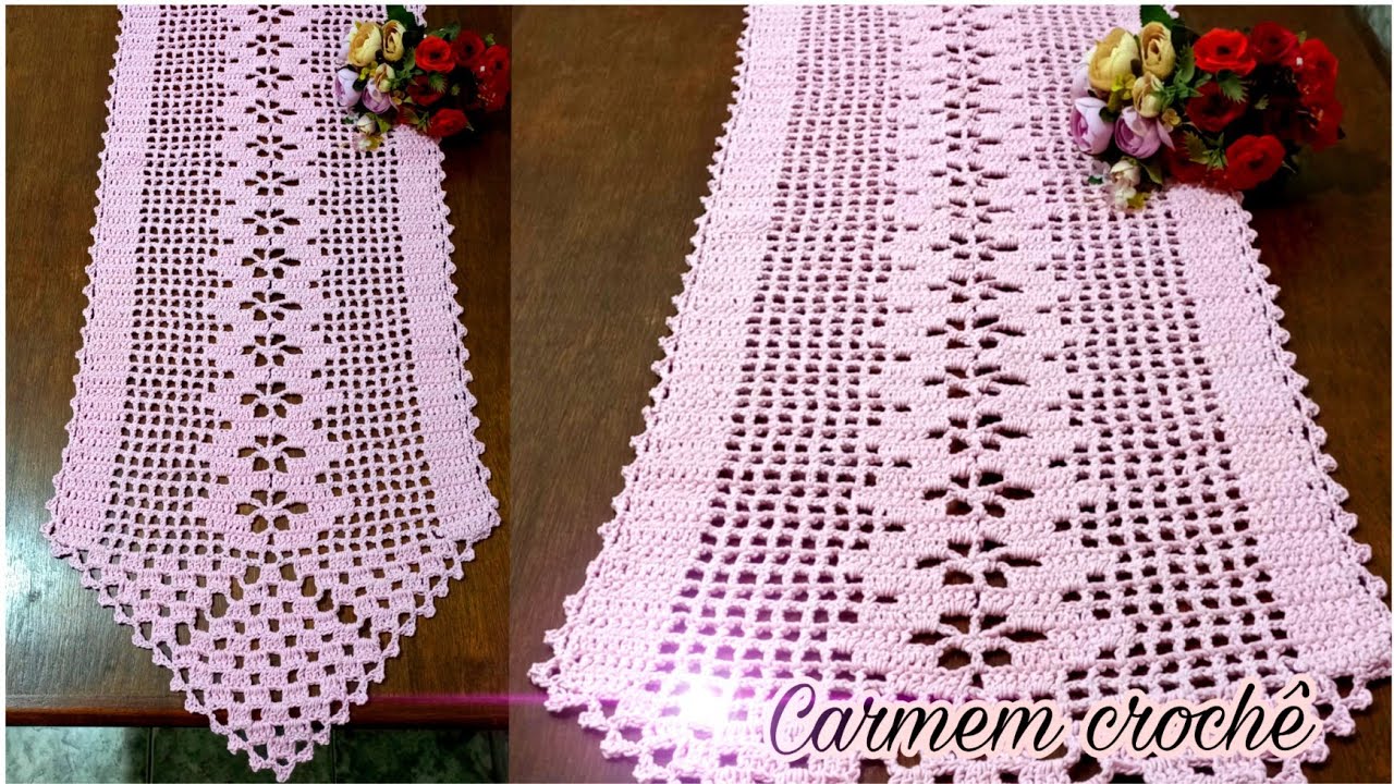 CAMINHO DE MESA NO PONTO CROCHÊ FILÉ FÁCIL PASSO A PASSO COMPLETO