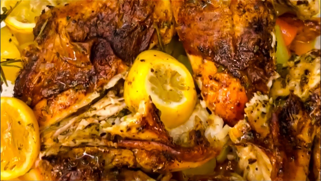 Juicy roasted chicken Crispy skin Infused with herbs, butter and