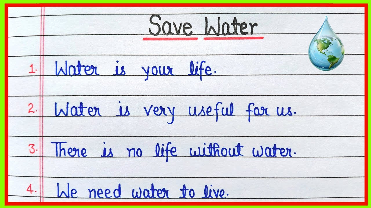 Essay on Save Water in English || 10 lines on Save Water || Save Water essay writing
