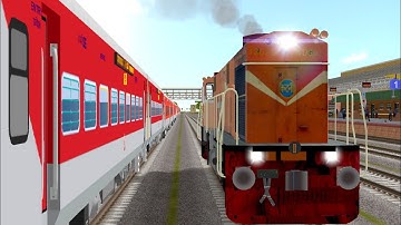 LIGHT LOCOMOTIVE OVERTAKES THE ASHRAM EXPRESS II MSTS OPEN RAILS II