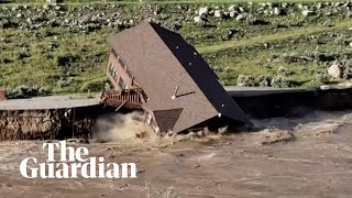 Yellowstone house collapses into river as major floods close national park