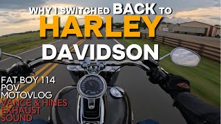 Why I switched BACK to HARLEY (from Indian) FAT BOY 114 Vance & Hines Pure Sound POV 4K Sunset Ride screenshot 3