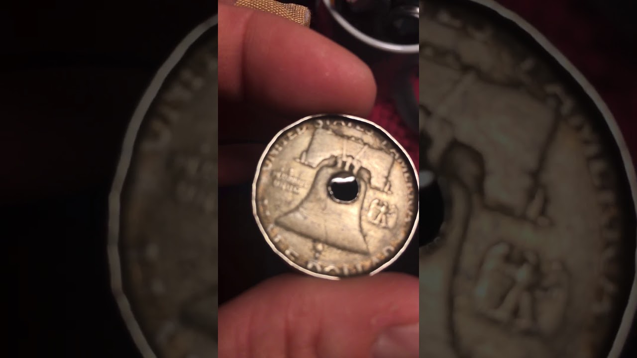 1952 Liberty Half Dollar Coin With Hole In Center read Description
