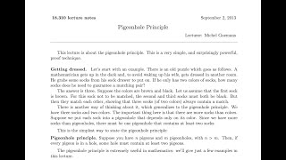 [MIT Open Course] Principles of Discrete Applied Mathematics -- Pigeonhole Principle Part 1