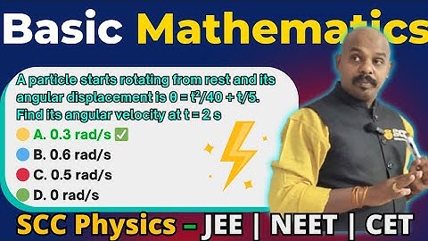 A particle starts rotating from rest and its angular displacement is θ = t²/40 + t/5. at t = 2 s