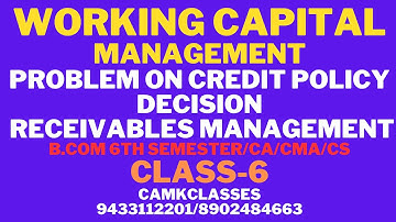 #credit Policy#Receivables management#working capital management# Class-6 I B.COM /CA/CMA