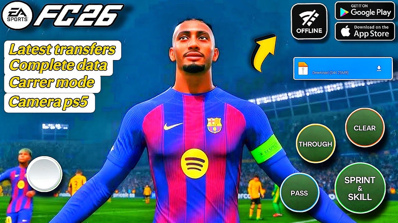 FIFA 16 MOBILE  FC 26 OFFLINE ANDROID KITS 26 & ALL TOURNAMENTS NEW FACES & CARRER MODE & NEW THEME 