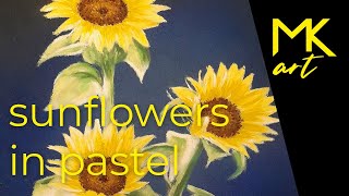 How i paint sunflowers in pastel | Wie ich Sonnenblumen mit Pastellkreiden male screenshot 5