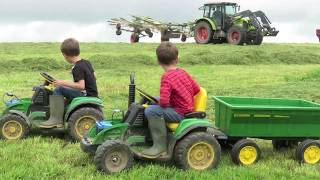 KIDS on tractors, real tractors and silage, kids watching silage, farming for kids 'Mr Tractor'