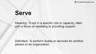 Serve Meaning