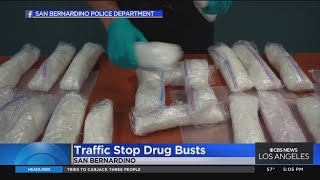 San Bernardino police seize multiple kilos of narcotics during separate traffic stops