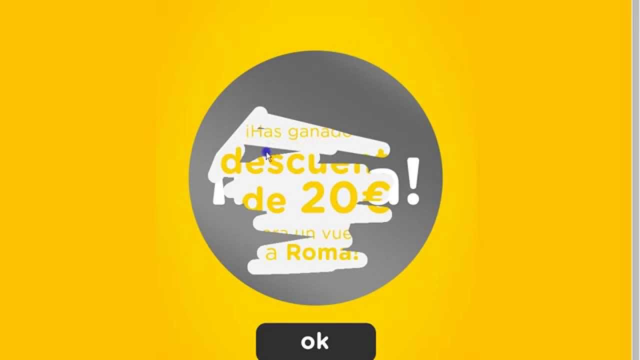 Código promocional Vueling 20 € promoción "Rasca y Vueling" YouTube