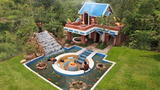 [Full Video]Build Creative 2-story villa House With Aquarium ,Artificial Waterfall & Water Well
