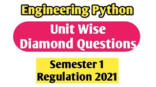 GE3151|Problem Solving and Python Programming|Important questions|Regulation 2021|Vincent Maths|