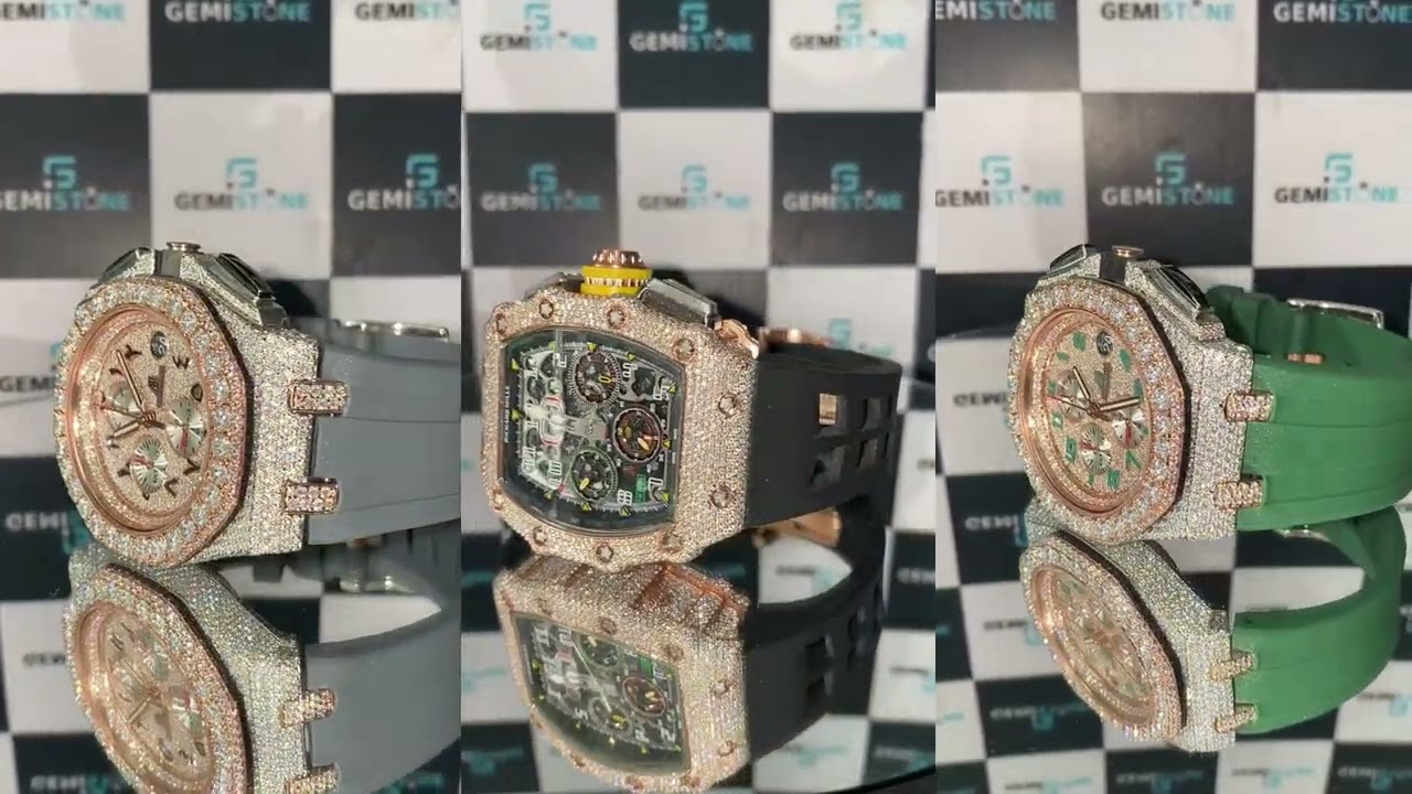 Fully Face Dial Greay, Black & Green Silicon Rubber Strap 