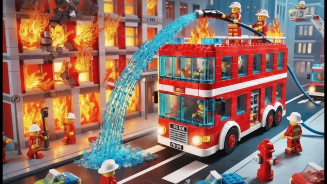 LEGO Firefighter Rescue Mission! Brave Heroes Save Puppy from REAL FIRE! 🚒🔥 | 