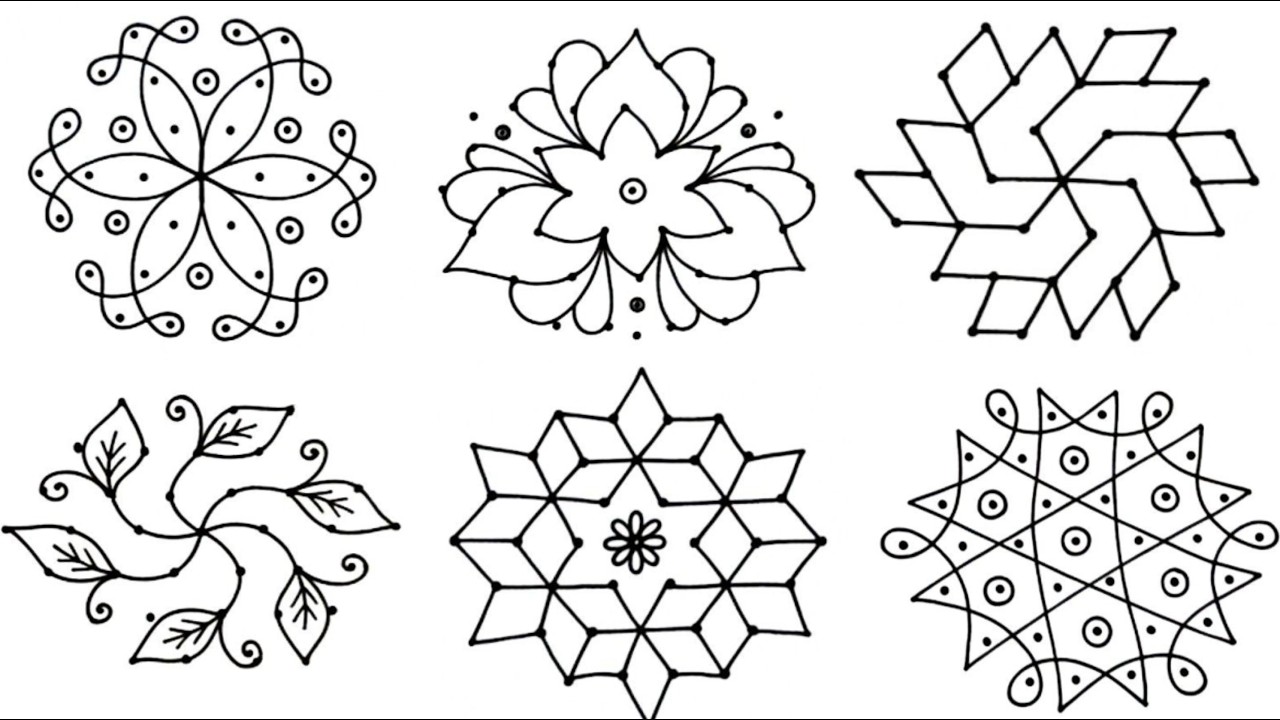 7×4 dot rangoli designs part-2/ simple daily rangoli designs with dots ...